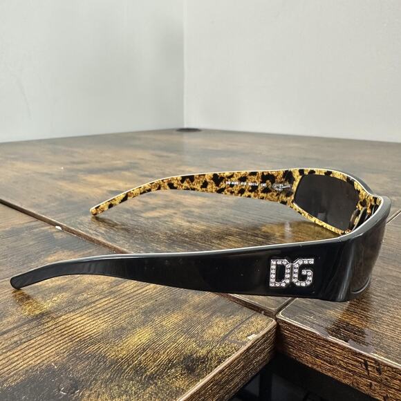 Dolce & Gabbana Sunglasses DG 806S 819 Womens Black Gray Leopard Print Logo